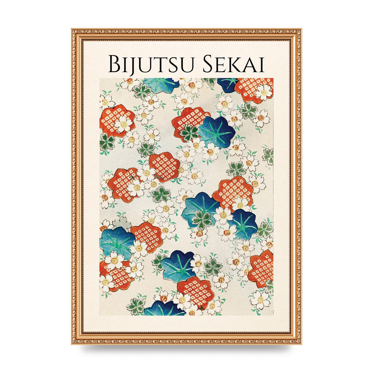 Bijutsu Sekai Floral Pattern Illustration Wall Art - A3 framed