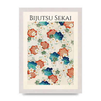Bijutsu Sekai Floral Pattern Illustration Wall Art - A4 framed