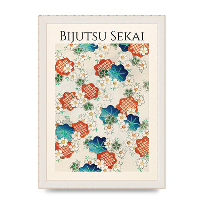 Bijutsu Sekai Floral Pattern Illustration Wall Art - A4 framed