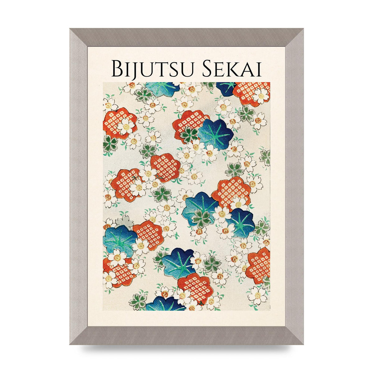 Bijutsu Sekai Floral Pattern Illustration Wall Art - A4 framed
