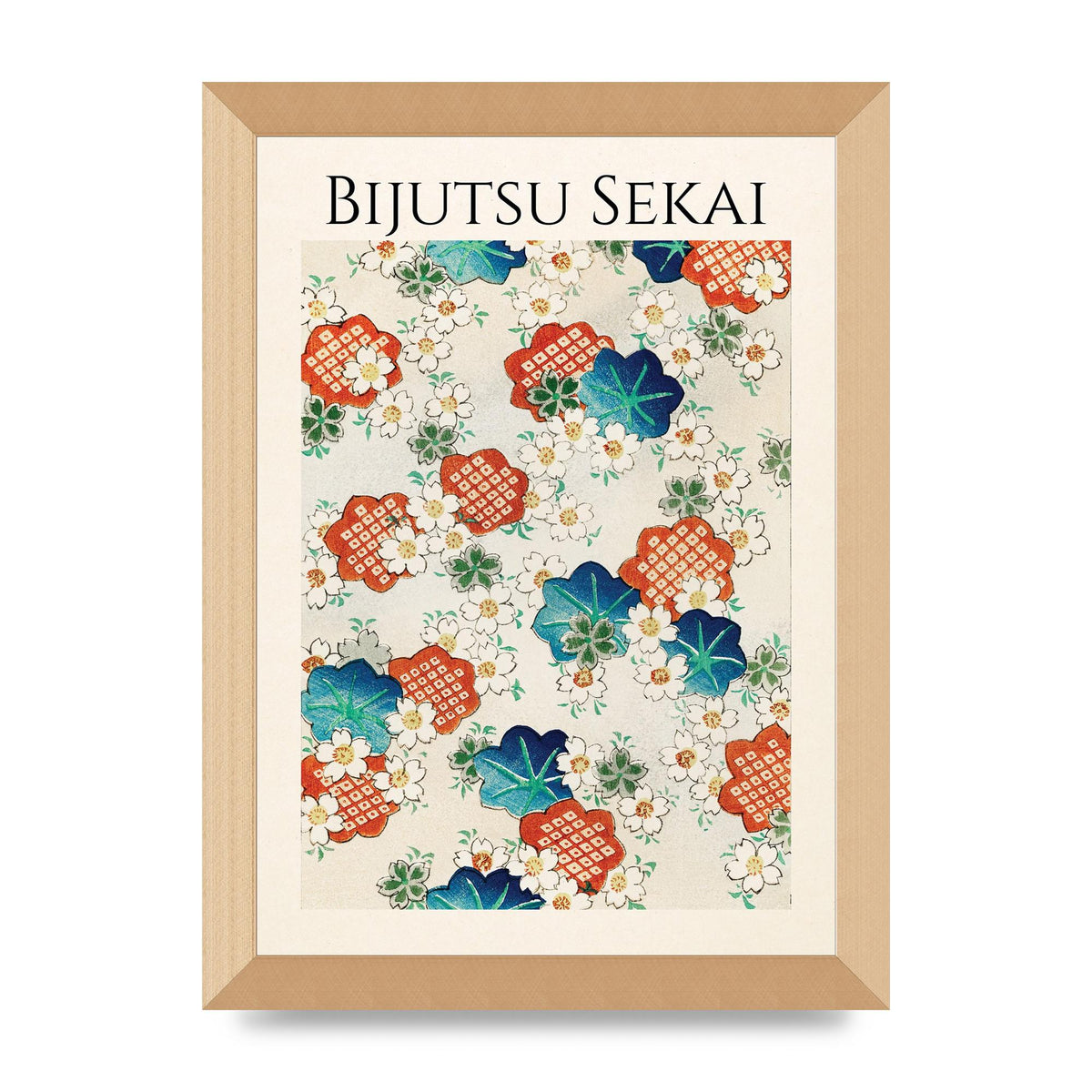 Bijutsu Sekai Floral Pattern Illustration Wall Art - A4 framed