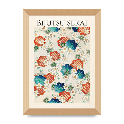 Bijutsu Sekai Floral Pattern Illustration Wall Art - A4 framed