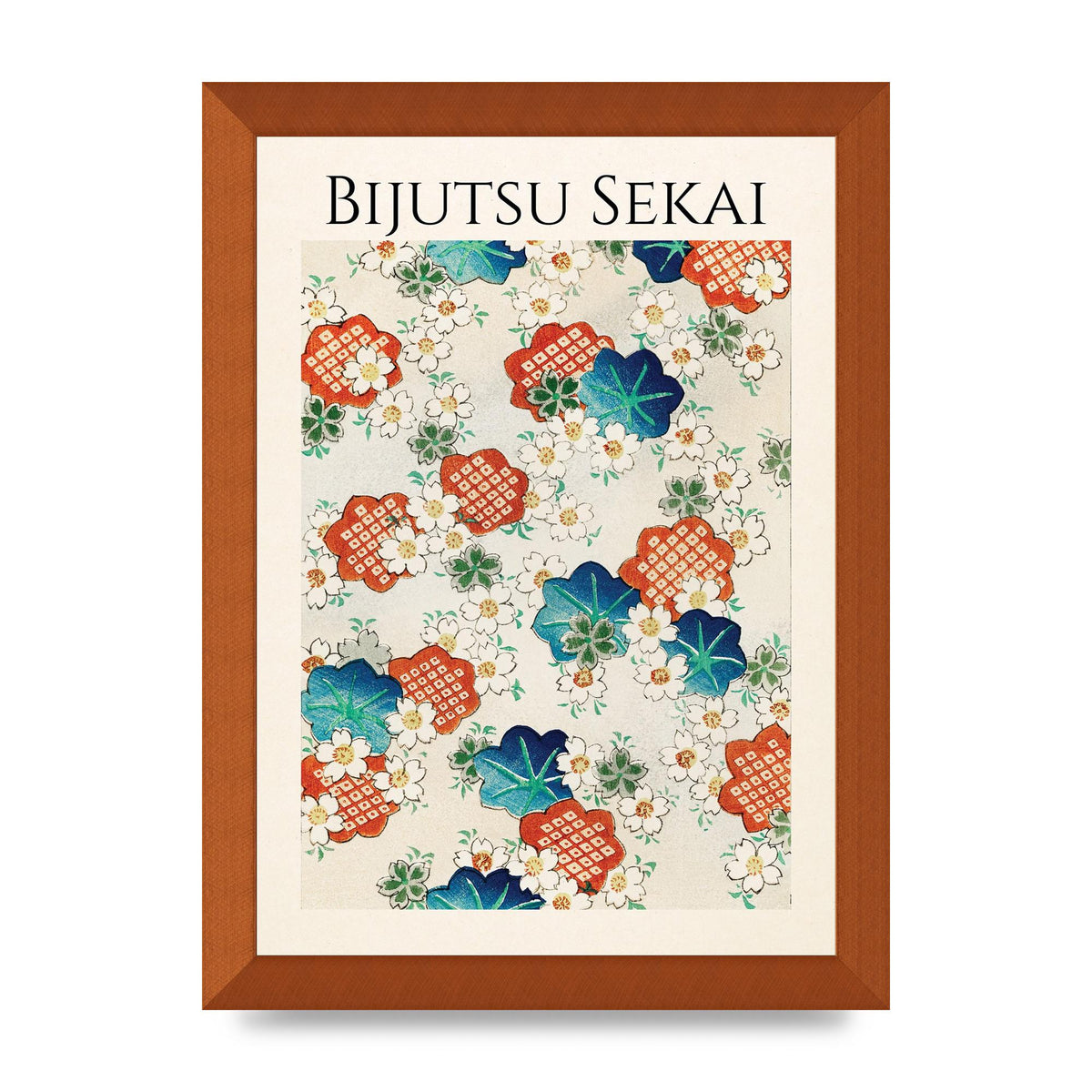 Bijutsu Sekai Floral Pattern Illustration Wall Art - A4 framed