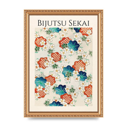 Bijutsu Sekai Floral Pattern Illustration Wall Art - A4 framed