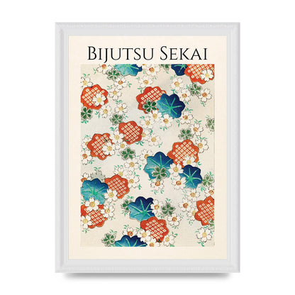 Bijutsu Sekai Floral Pattern Illustration Wall Art - A4 framed