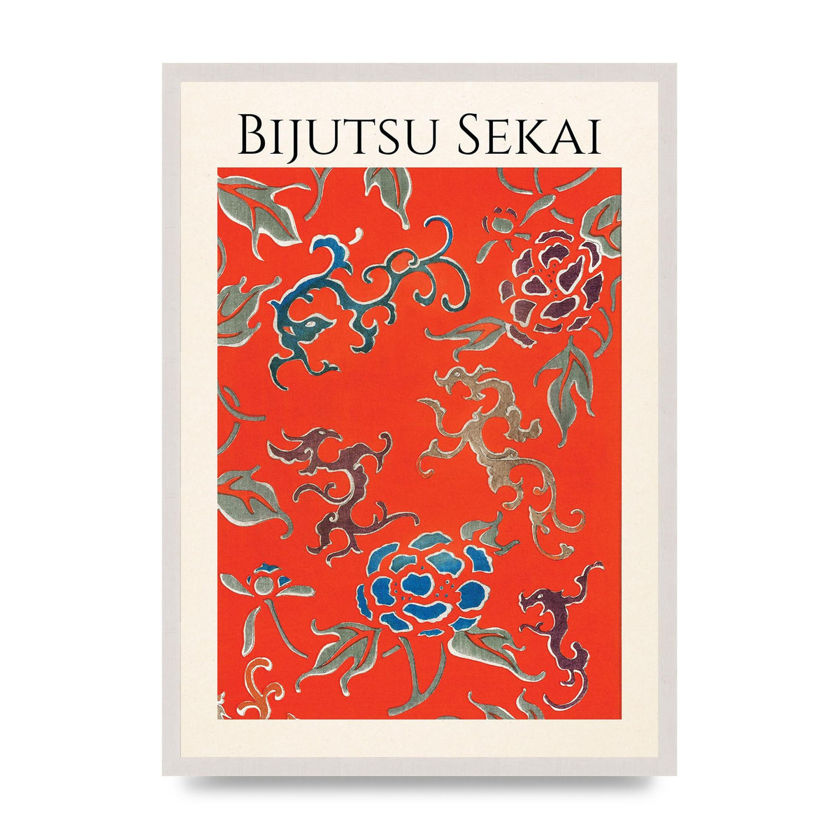 Bijutsu Sekai Floral Pattern 3 Illustration Art For The Home - A2 framed