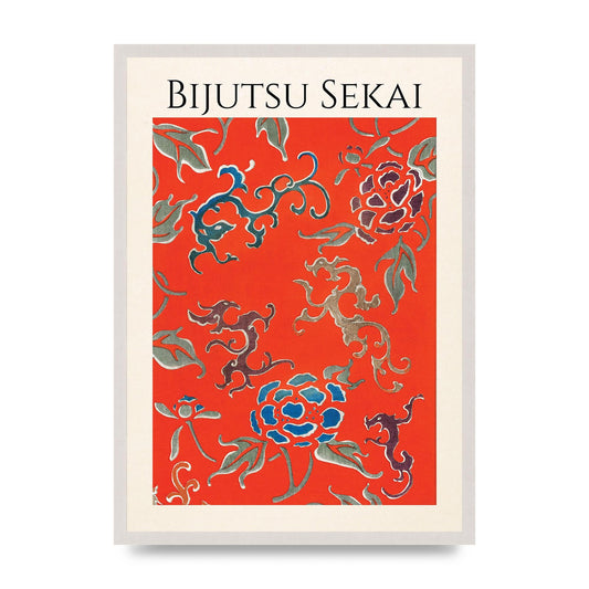 Bijutsu Sekai Floral Pattern 3 Illustration Art For The Home - A2 framed