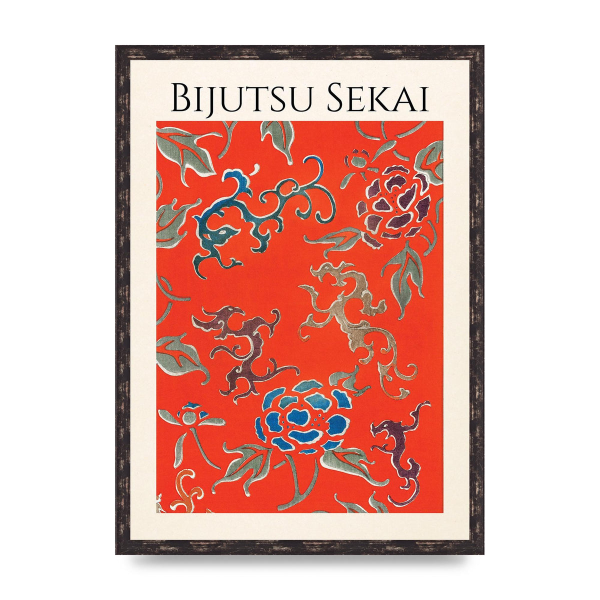 Bijutsu Sekai Floral Pattern 3 Illustration Art For The Home - A2 framed