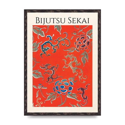 Bijutsu Sekai Floral Pattern 3 Illustration Art For The Home - A2 framed