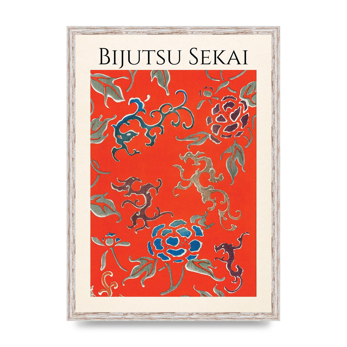 Bijutsu Sekai Floral Pattern 3 Illustration Art For The Home - A2 framed