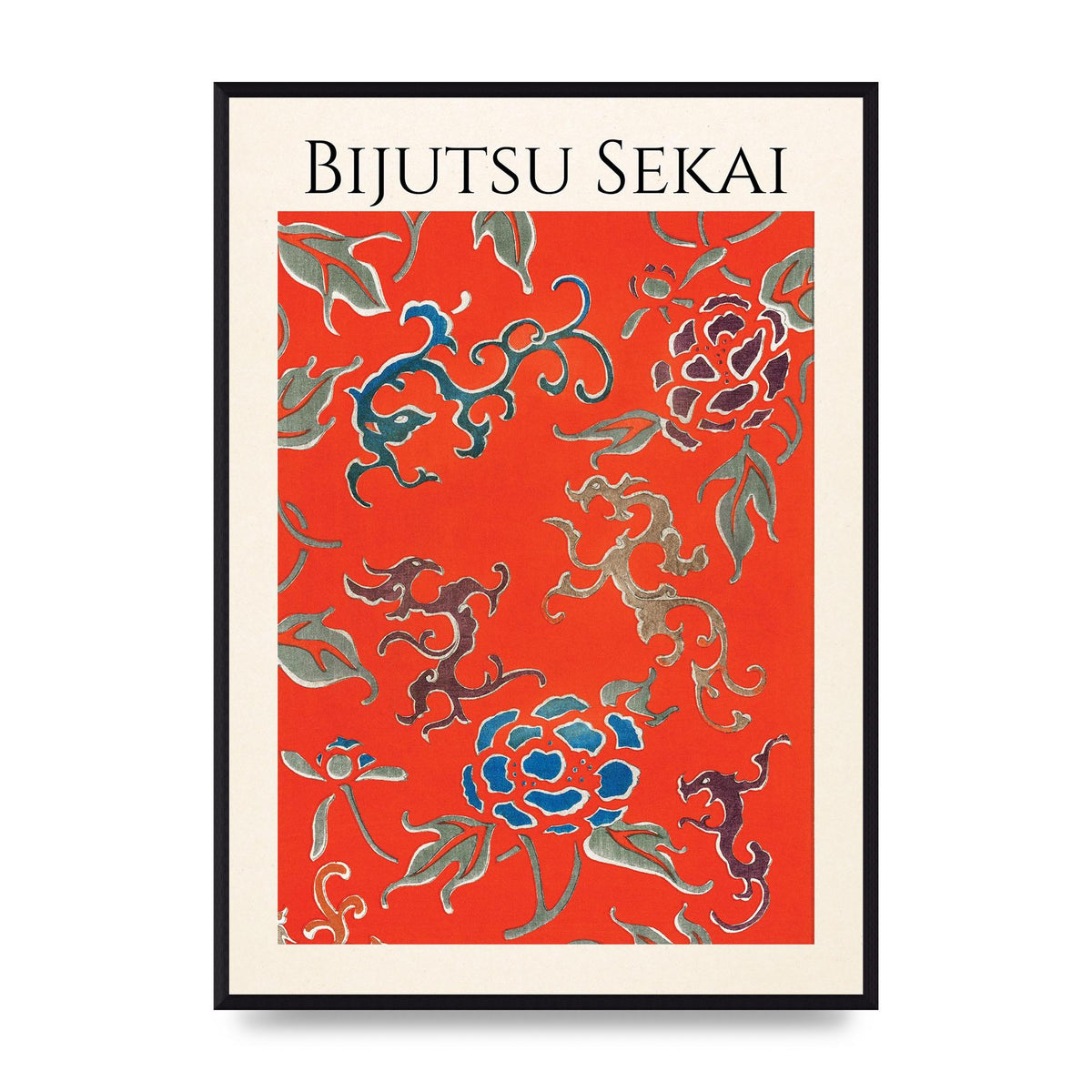 Bijutsu Sekai Floral Pattern 3 Illustration Art For The Home - A2 framed