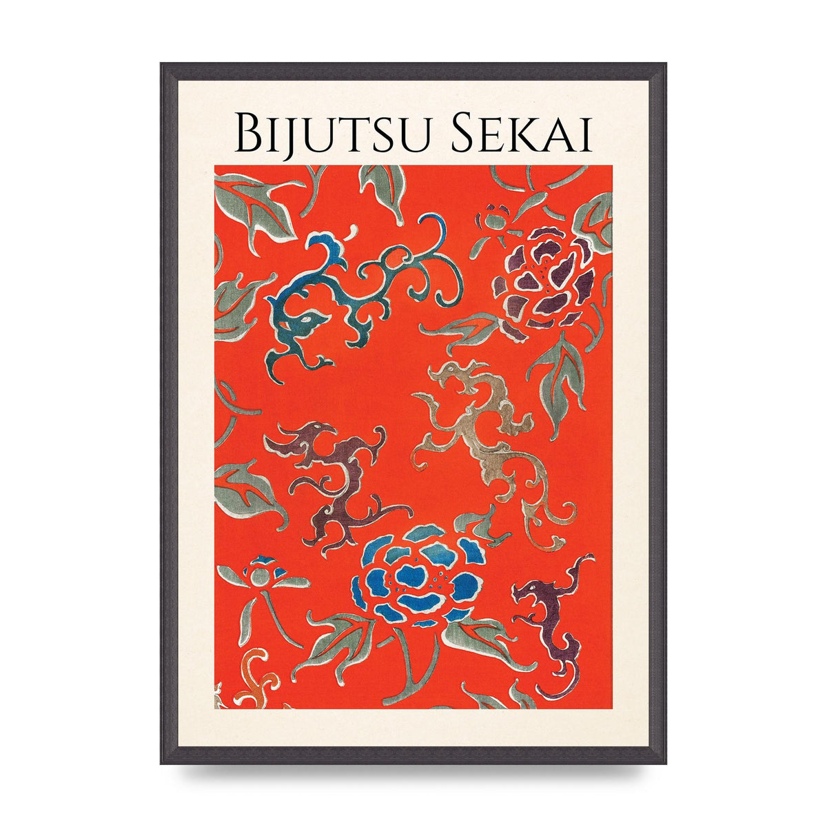Bijutsu Sekai Floral Pattern 3 Illustration Art For The Home - A2 framed