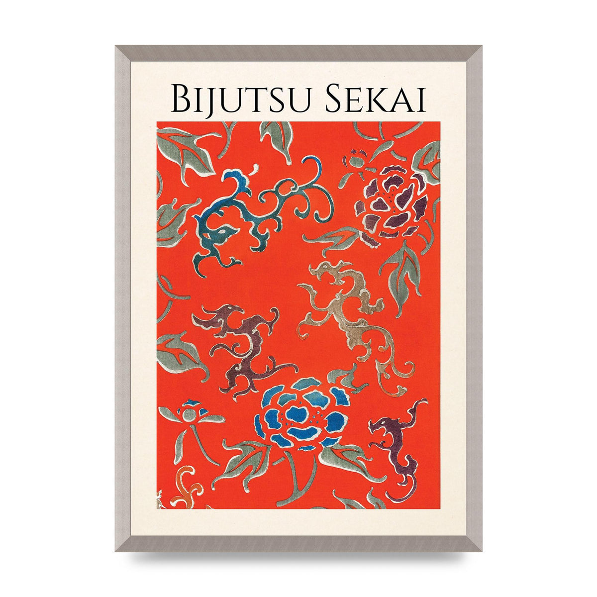 Bijutsu Sekai Floral Pattern 3 Illustration Art For The Home - A2 framed