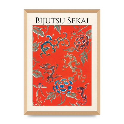 Bijutsu Sekai Floral Pattern 3 Illustration Art For The Home - A2 framed