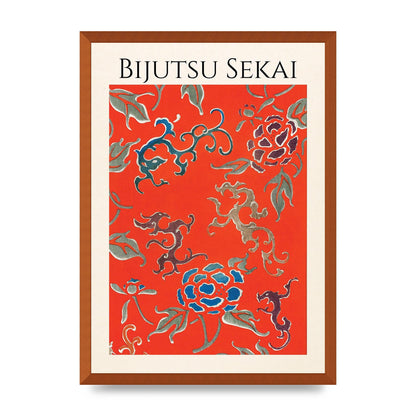 Bijutsu Sekai Floral Pattern 3 Illustration Art For The Home - A2 framed