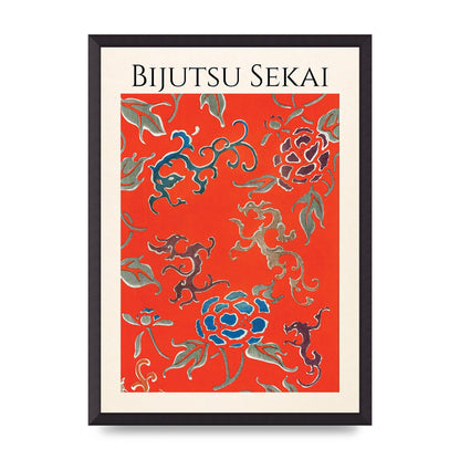 Bijutsu Sekai Floral Pattern 3 Illustration Art For The Home - A2 framed