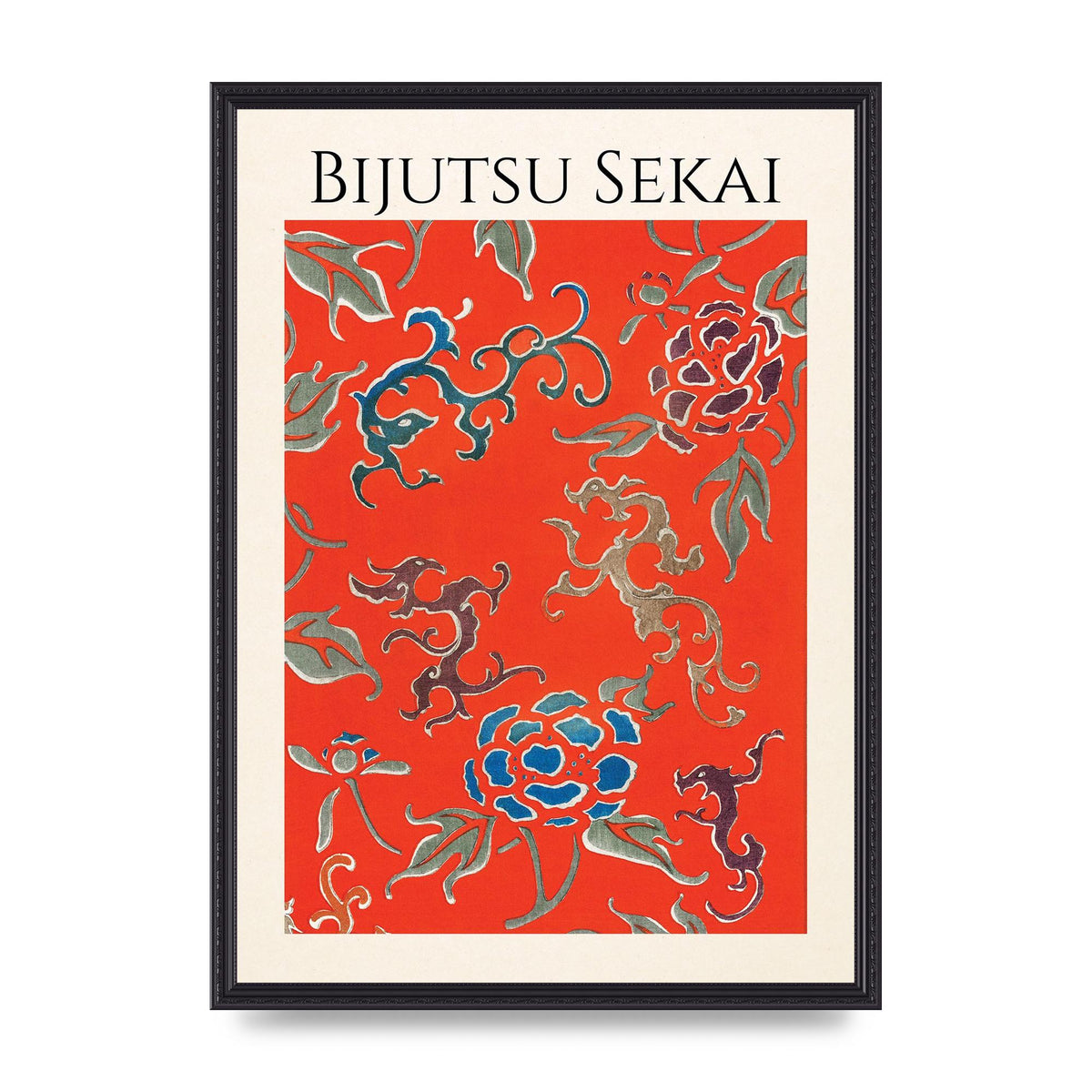 Bijutsu Sekai Floral Pattern 3 Illustration Art For The Home - A2 framed
