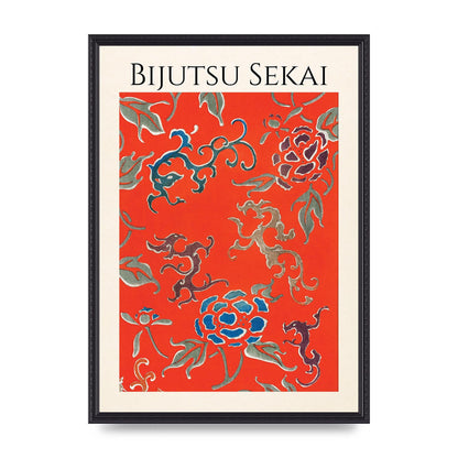 Bijutsu Sekai Floral Pattern 3 Illustration Art For The Home - A2 framed