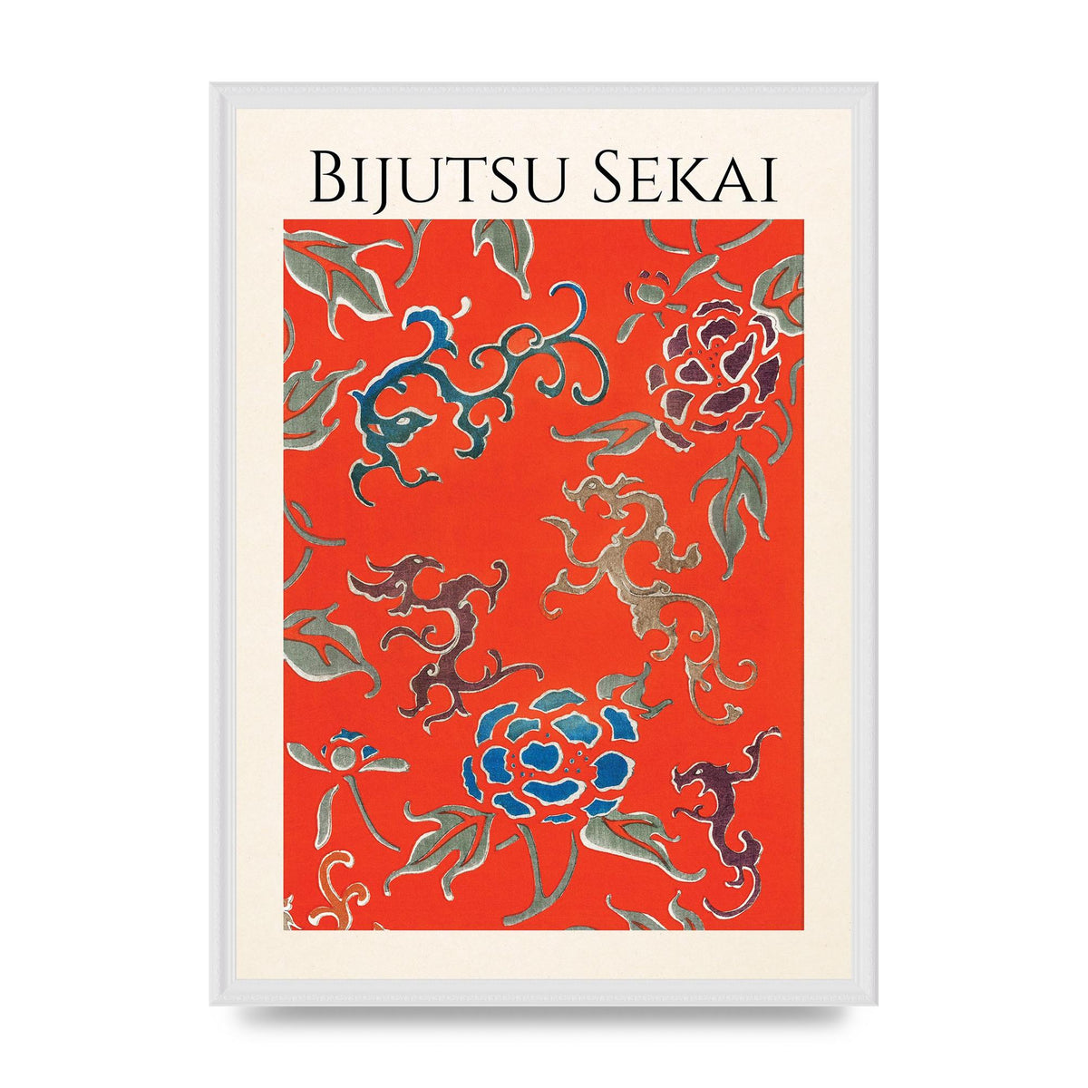 Bijutsu Sekai Floral Pattern 3 Illustration Art For The Home - A2 framed