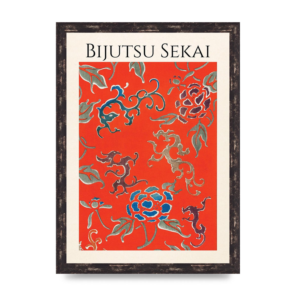 Bijutsu Sekai Floral Pattern 3 Illustration Art For The Home - A3 framed