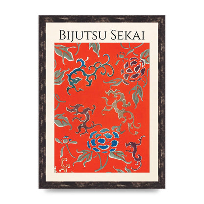 Bijutsu Sekai Floral Pattern 3 Illustration Art For The Home - A3 framed