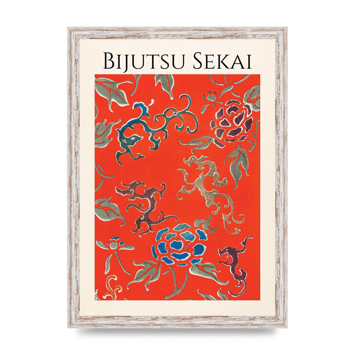 Bijutsu Sekai Floral Pattern 3 Illustration Art For The Home - A3 framed
