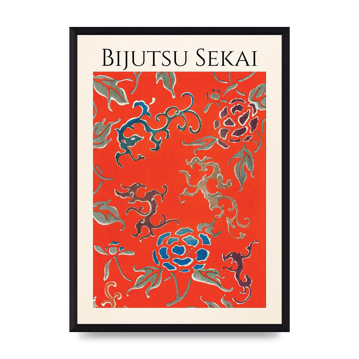 Bijutsu Sekai Floral Pattern 3 Illustration Art For The Home - A3 framed