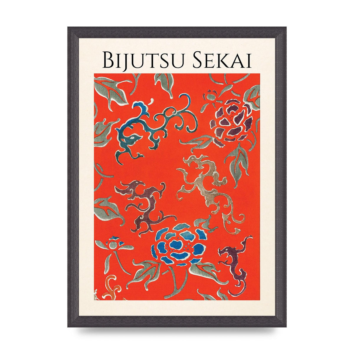 Bijutsu Sekai Floral Pattern 3 Illustration Art For The Home - A3 framed