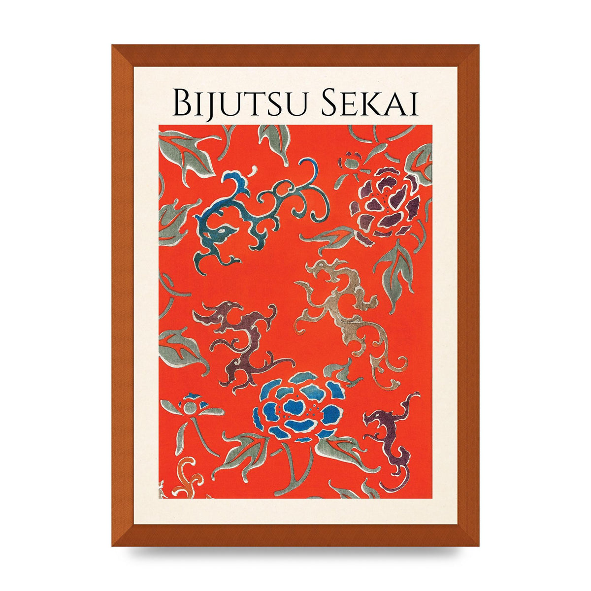Bijutsu Sekai Floral Pattern 3 Illustration Art For The Home - A3 framed