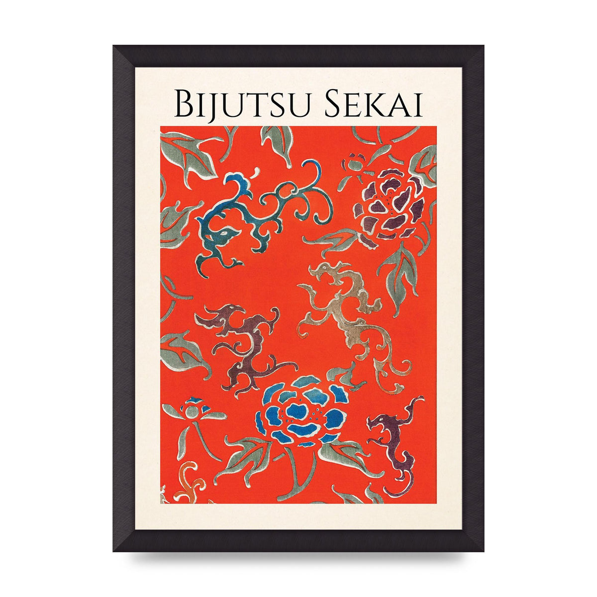 Bijutsu Sekai Floral Pattern 3 Illustration Art For The Home - A3 framed