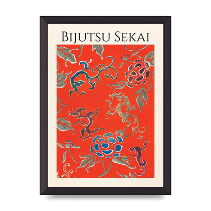 Bijutsu Sekai Floral Pattern 3 Illustration Art For The Home - A3 framed