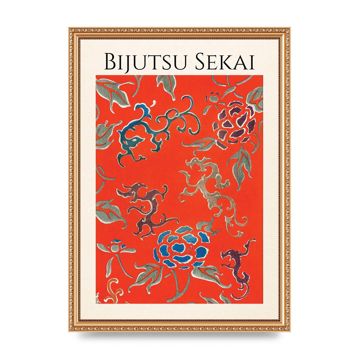 Bijutsu Sekai Floral Pattern 3 Illustration Art For The Home - A3 framed