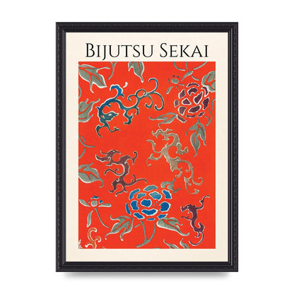 Bijutsu Sekai Floral Pattern 3 Illustration Art For The Home - A3 framed