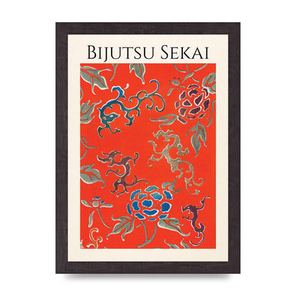 Bijutsu Sekai Floral Pattern 3 Illustration Art For The Home - A4 framed