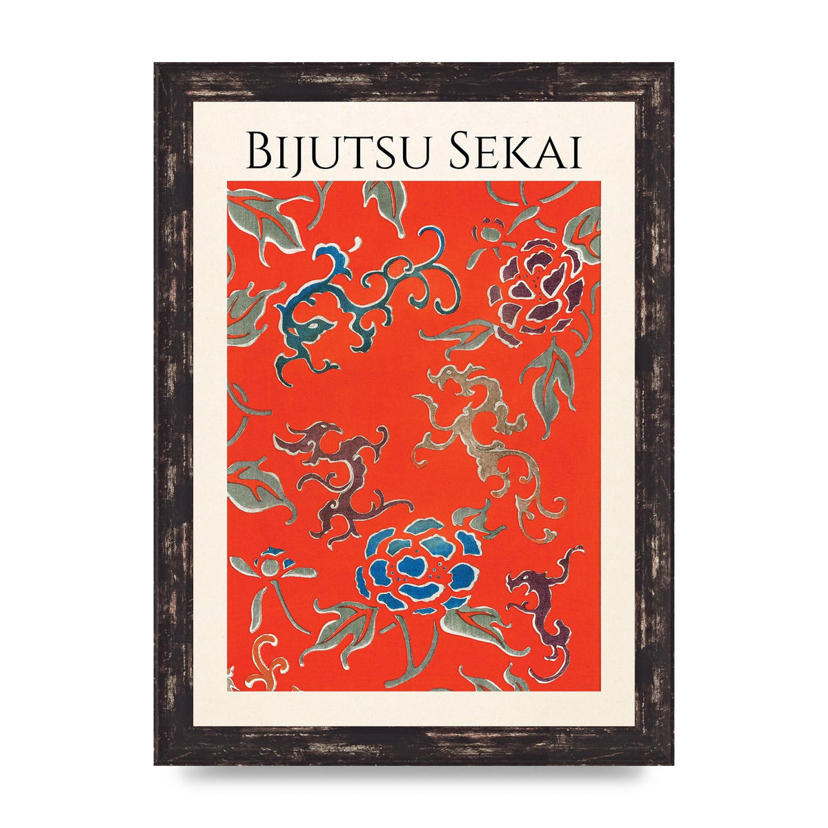 Bijutsu Sekai Floral Pattern 3 Illustration Art For The Home - A4 framed