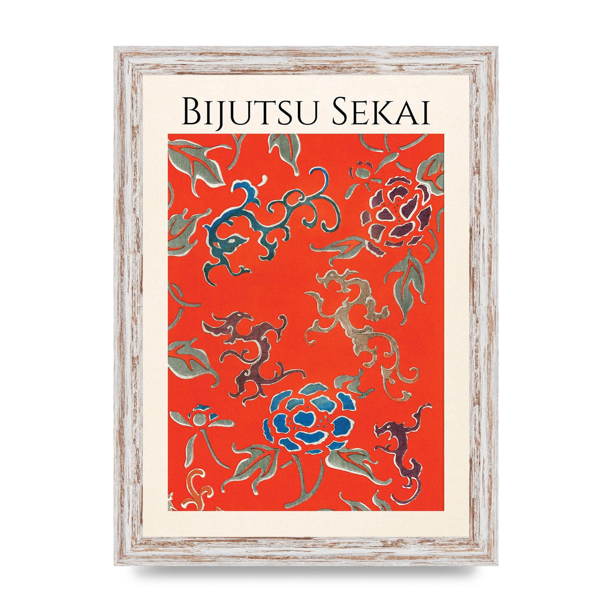 Bijutsu Sekai Floral Pattern 3 Illustration Art For The Home - A4 framed