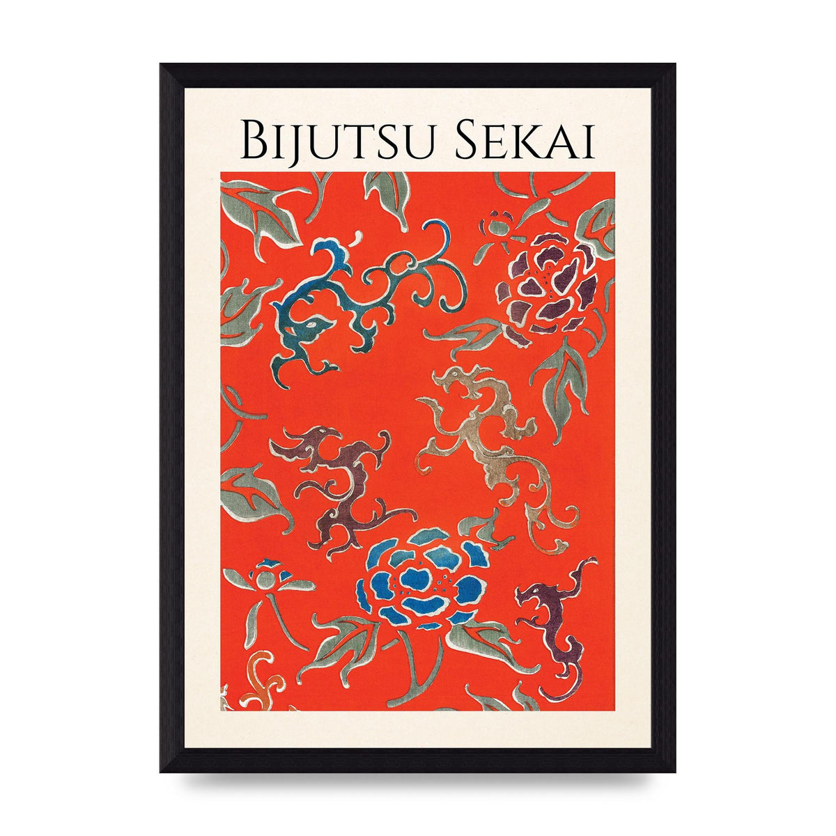 Bijutsu Sekai Floral Pattern 3 Illustration Art For The Home - A4 framed
