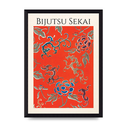 Bijutsu Sekai Floral Pattern 3 Illustration Art For The Home - A4 framed