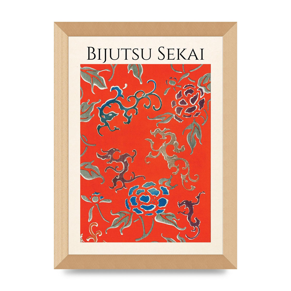 Bijutsu Sekai Floral Pattern 3 Illustration Art For The Home - A4 framed