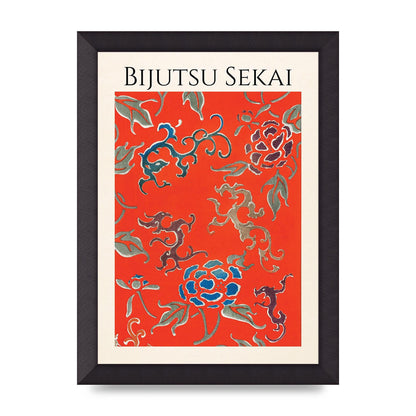 Bijutsu Sekai Floral Pattern 3 Illustration Art For The Home - A4 framed