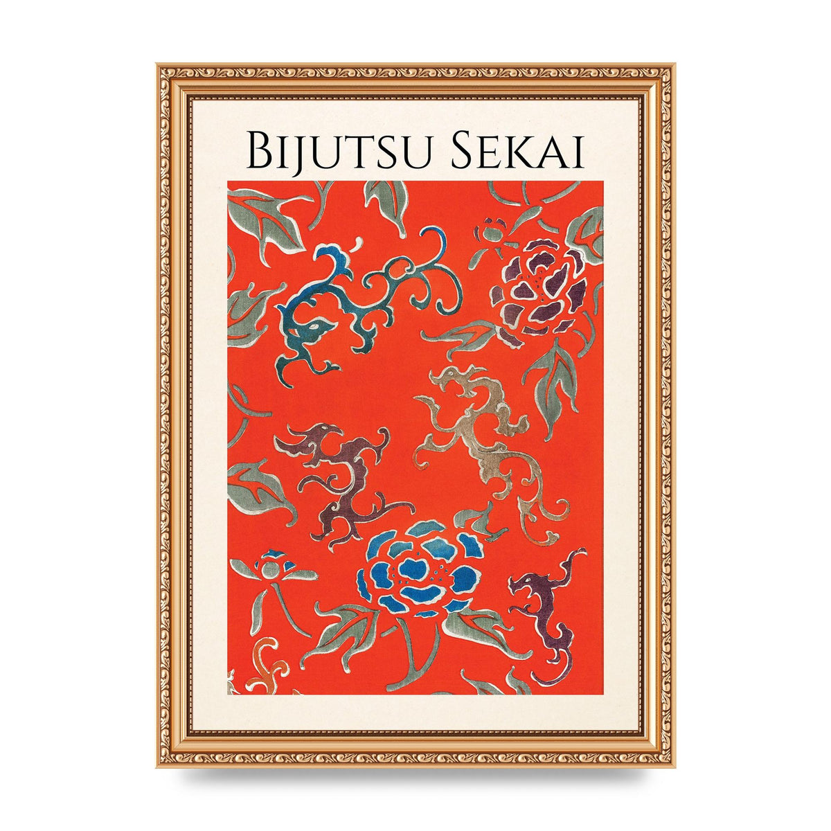 Bijutsu Sekai Floral Pattern 3 Illustration Art For The Home - A4 framed