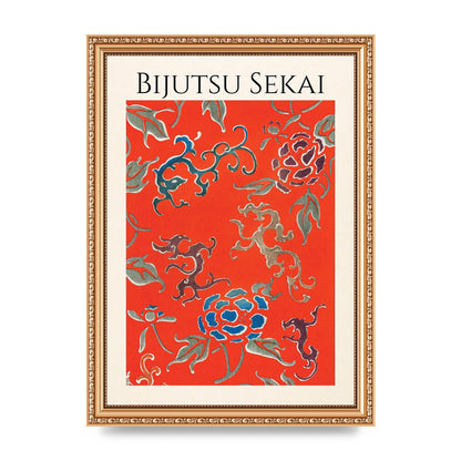 Bijutsu Sekai Floral Pattern 3 Illustration Art For The Home - A4 framed