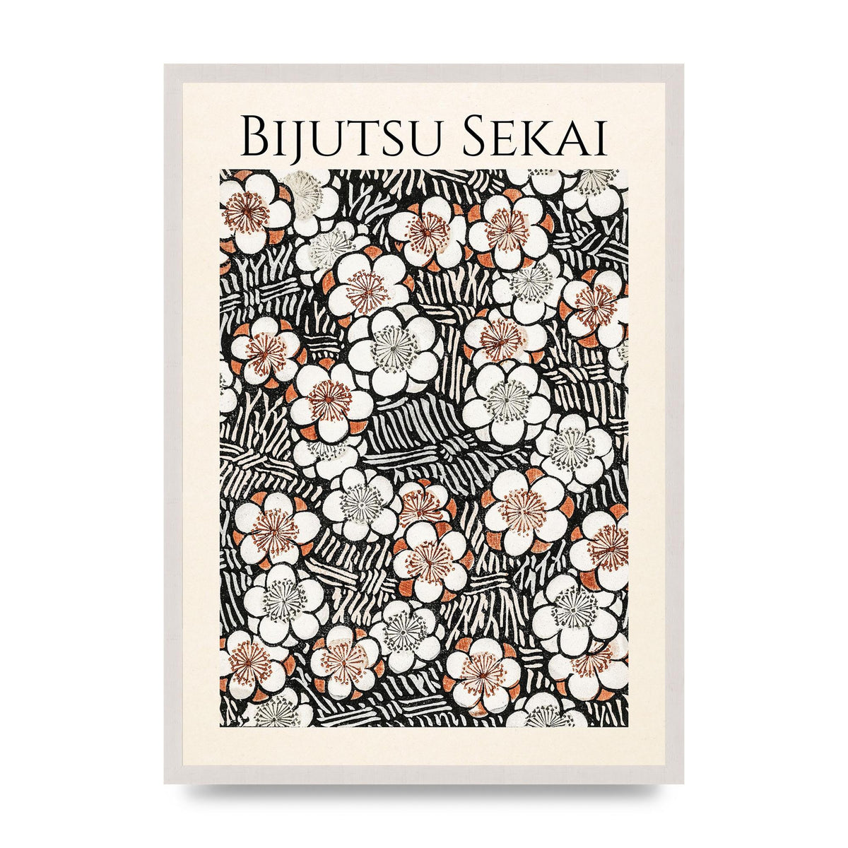 Bijutsu Sekai Floral Pattern 2 Illustration Printed Poster - A2 framed