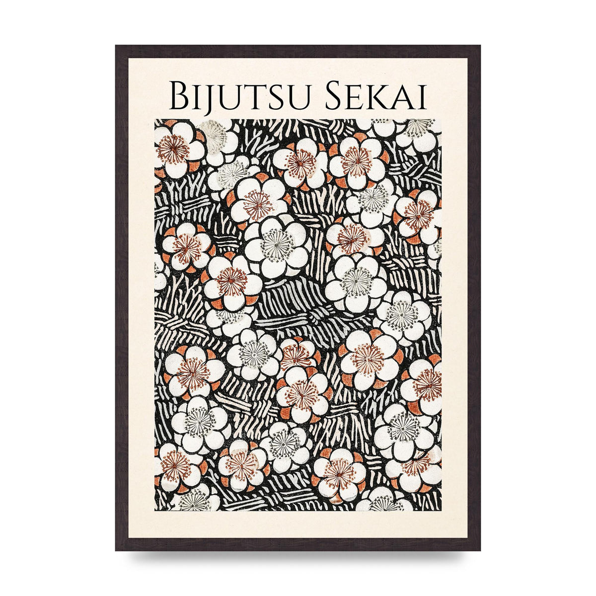 Bijutsu Sekai Floral Pattern 2 Illustration Printed Poster - A2 framed