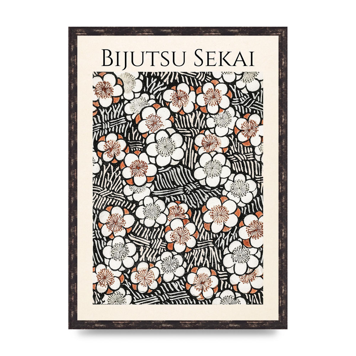 Bijutsu Sekai Floral Pattern 2 Illustration Printed Poster - A2 framed