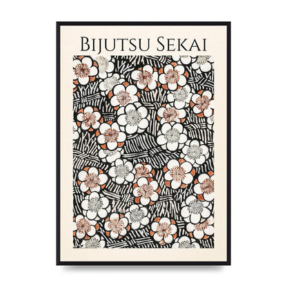 Bijutsu Sekai Floral Pattern 2 Illustration Printed Poster - A2 framed