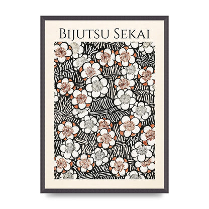 Bijutsu Sekai Floral Pattern 2 Illustration Printed Poster - A2 framed