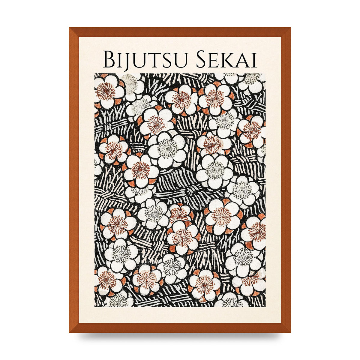 Bijutsu Sekai Floral Pattern 2 Illustration Printed Poster - A2 framed