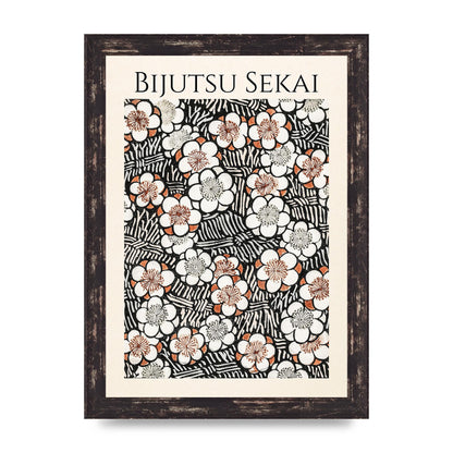 Bijutsu Sekai Floral Pattern 2 Illustration Printed Poster - A4 framed