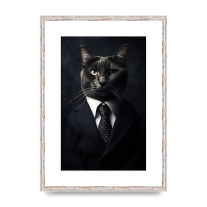 Distinguished Cat in Suit Portrait - Unique Feline Wall Art